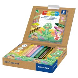 Staedtler Farveblyant Noris Junior tegnest - med 6 vokskridt og hfte med tegneaktiviteter